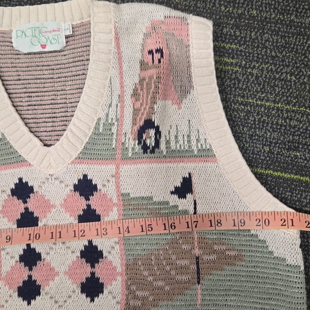 Vintage Pacific Coast Novelty Golf Pull-Over V-neck Sweater Vest-Size Large - Picture 14 of 17